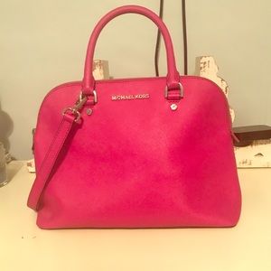Michael kors pink leather satchel purse